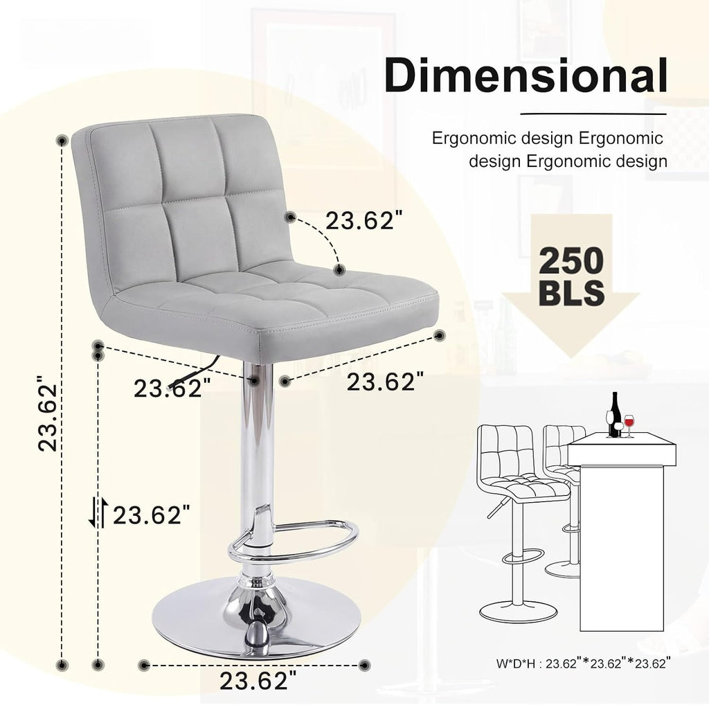 Grey 24" Counter Bar Stools Set Of 2