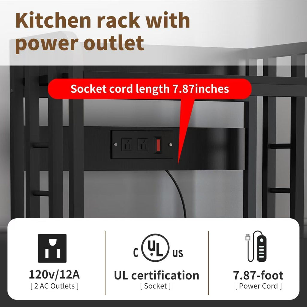 4-Tier Black Kitchen Bakers Rack