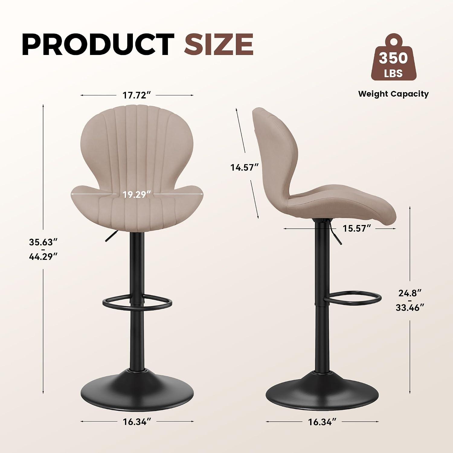 Light Khaki Adjustable Swivel Bar Stools Set Of 2