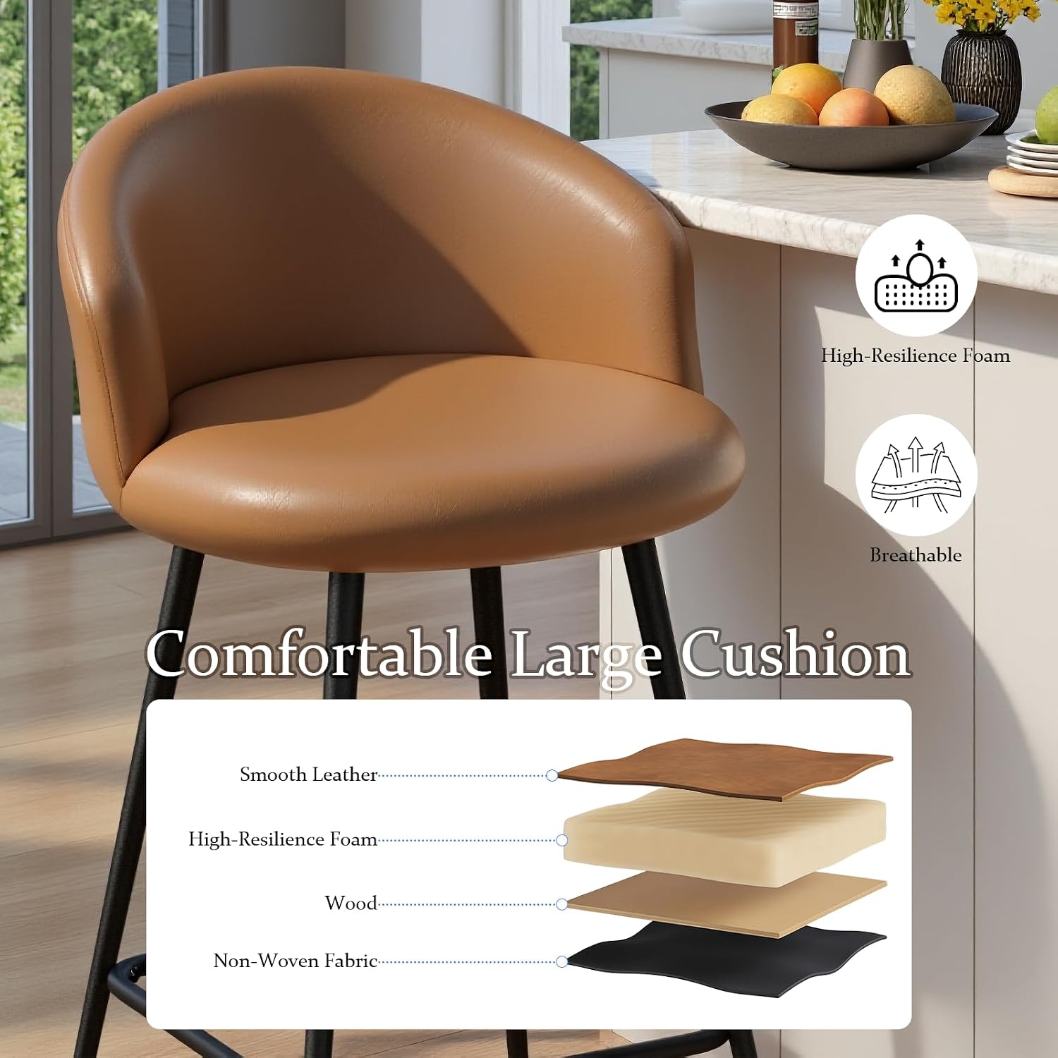 24" Brown Counter Bar Stools Set Of 4