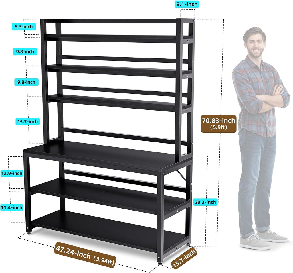 47.2" Black Kitchen Bakers Rack