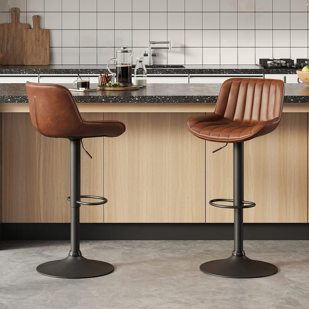 Cognac Adjustable Bar Stools Set Of 2