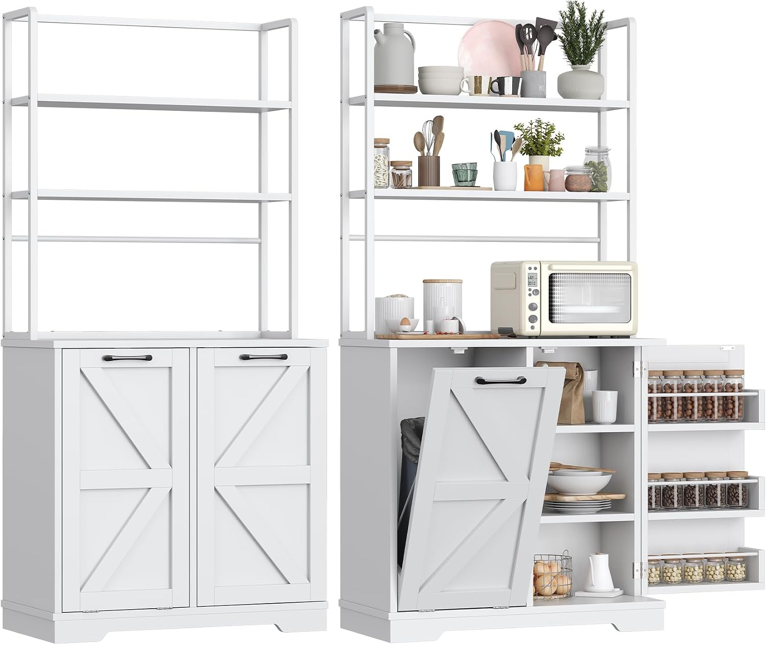 68" White Farmhouse Kitchen Bakers Rack