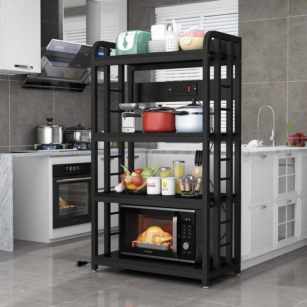 4-Tier Black Kitchen Bakers Rack