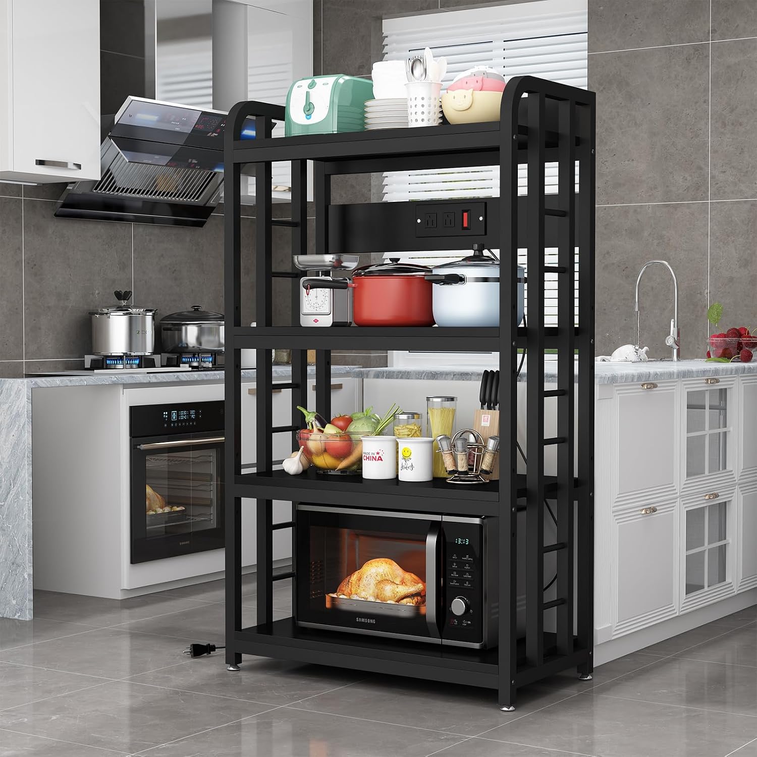 4-Tier Black Kitchen Bakers Rack