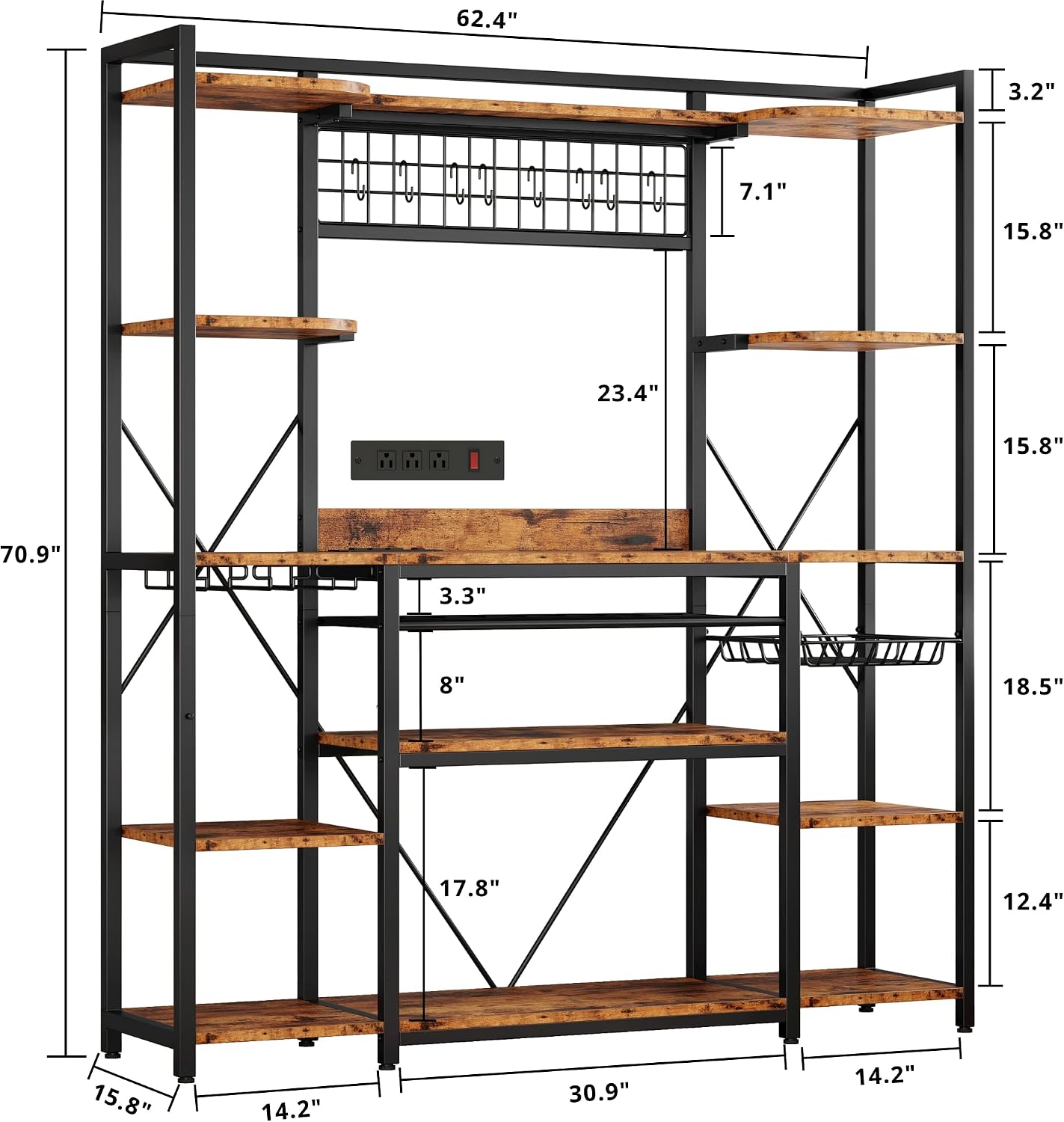 62.4" Wine Storage Bakers Rack