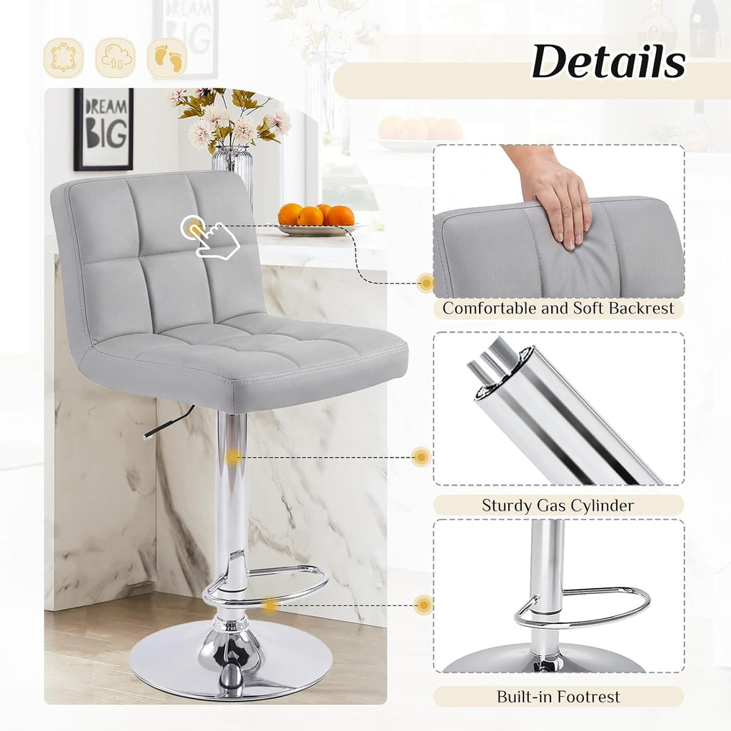 Grey 24" Counter Bar Stools Set Of 2