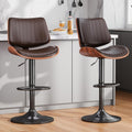 Brown Adjustable Swivel Bentwood Bar Stools Set Of 2