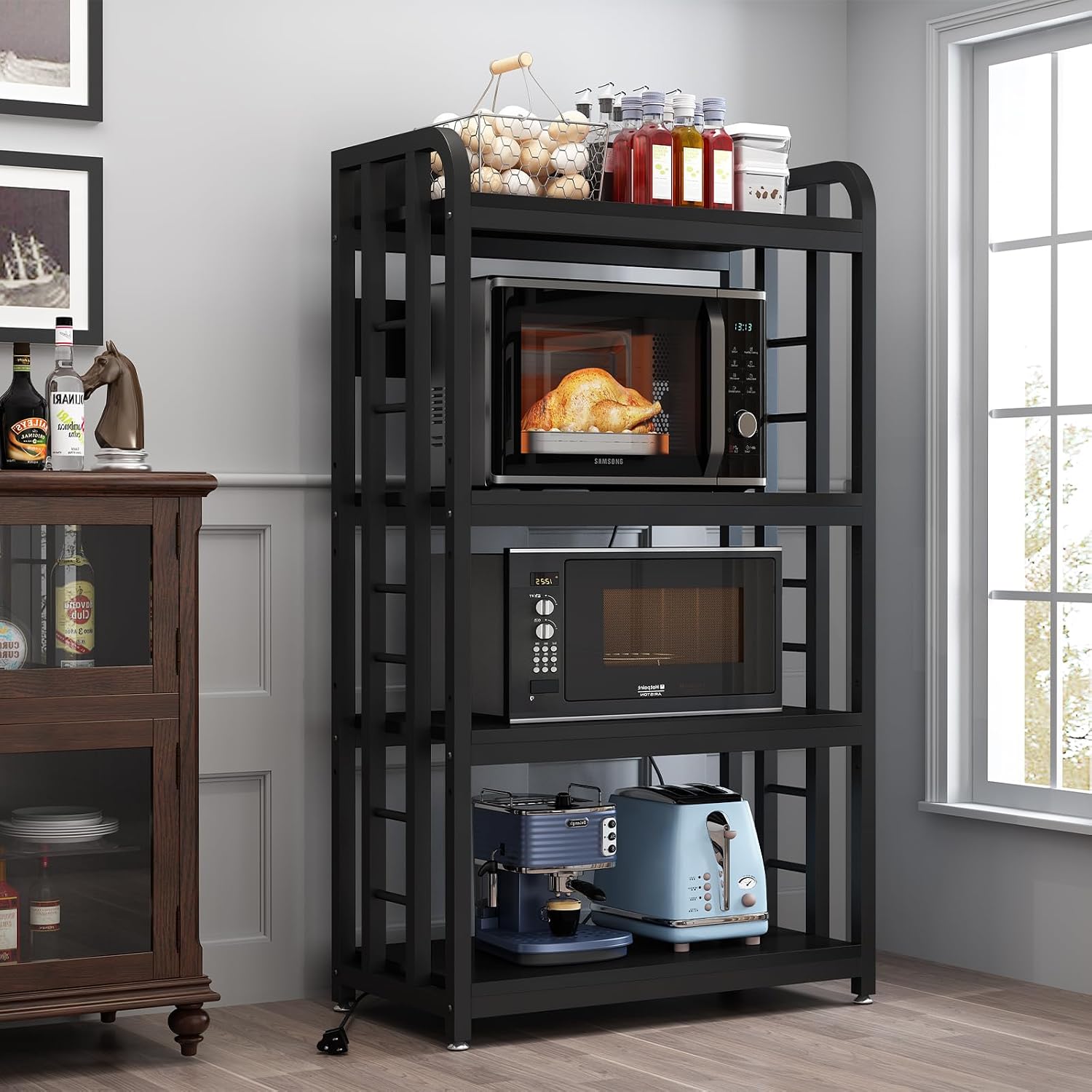 4-Tier Black Kitchen Bakers Rack
