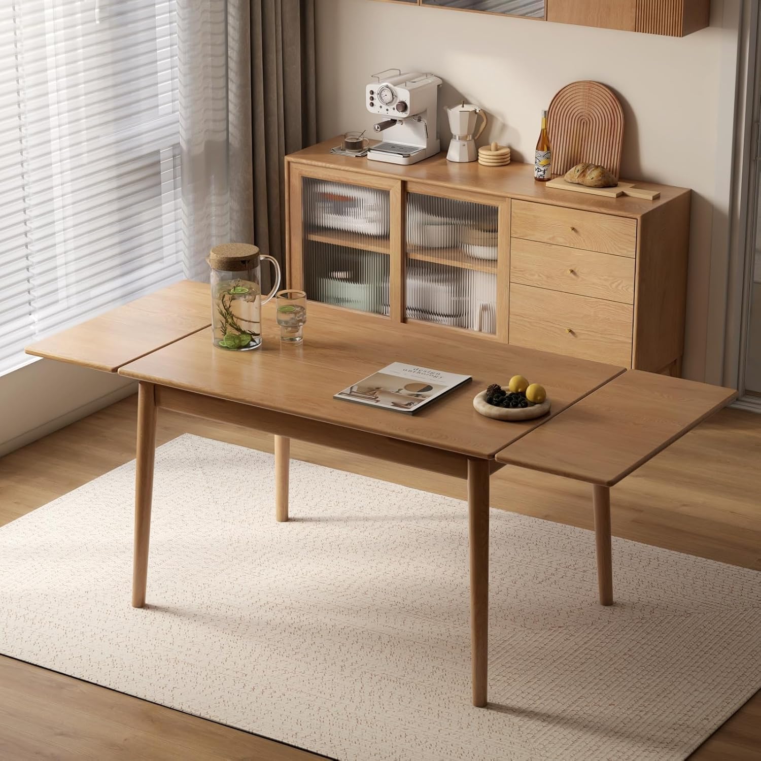 Solid Oak Extendable Dining Table Set Of 5