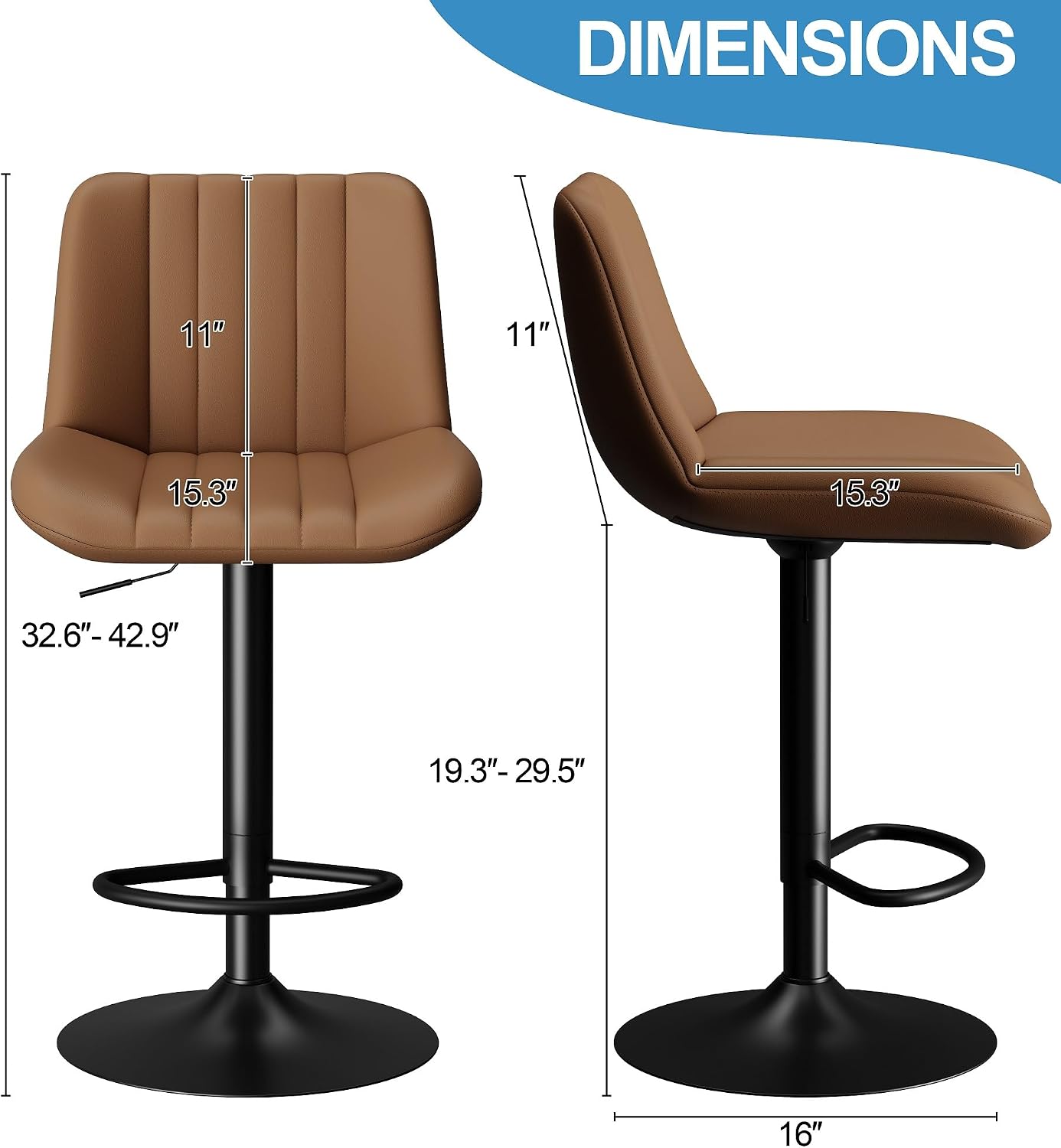 Coffee Adjustable Swivel Bar Stools Set Of 2