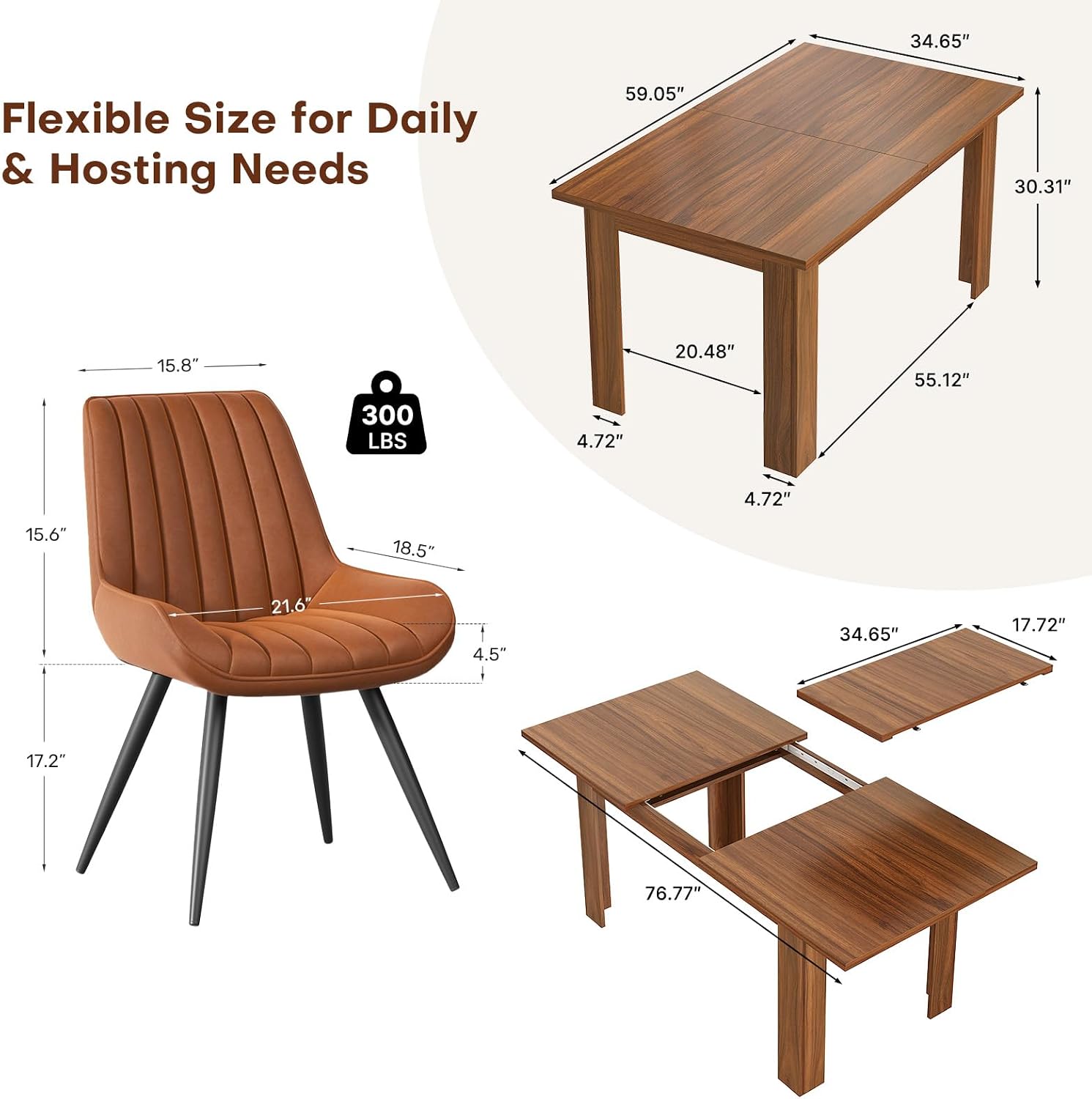Extendable Farmhouse Dining Table Set