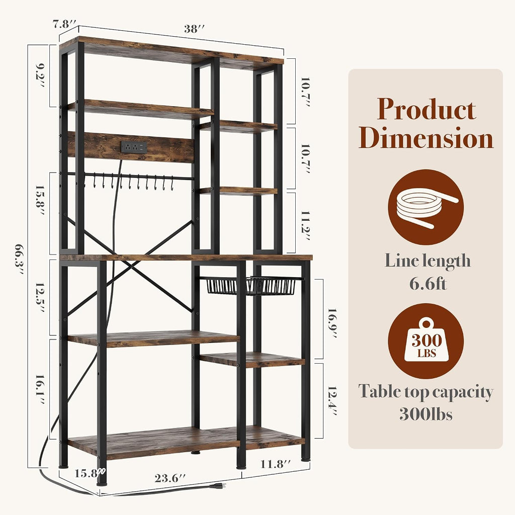 Rustic Brown Kitchen Bakers Rack