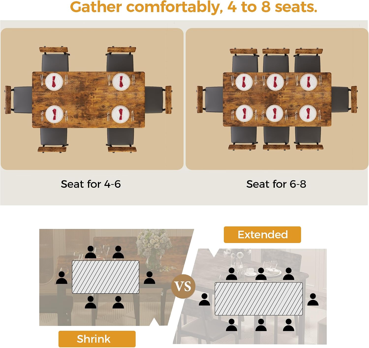5-Piece Extendable Dining Table Set