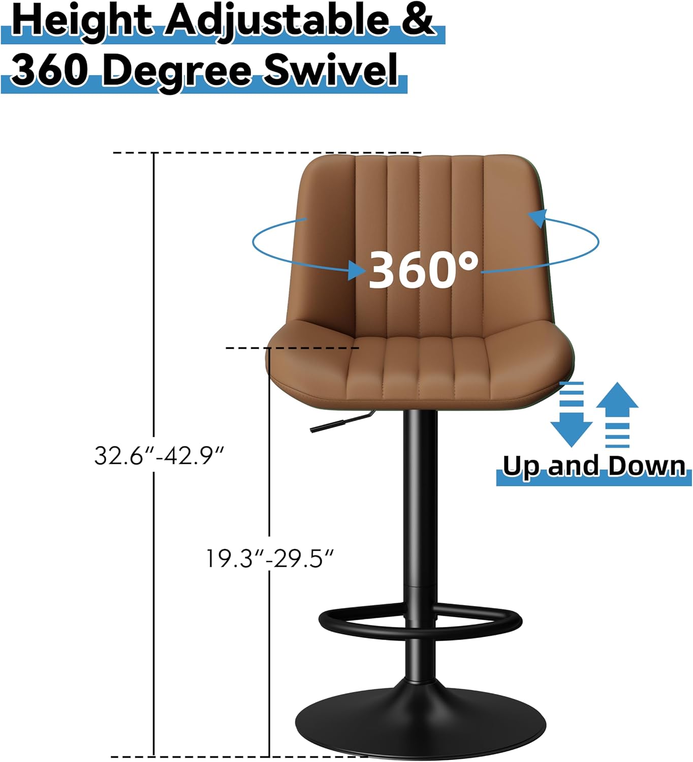 Coffee Adjustable Swivel Bar Stools Set Of 2