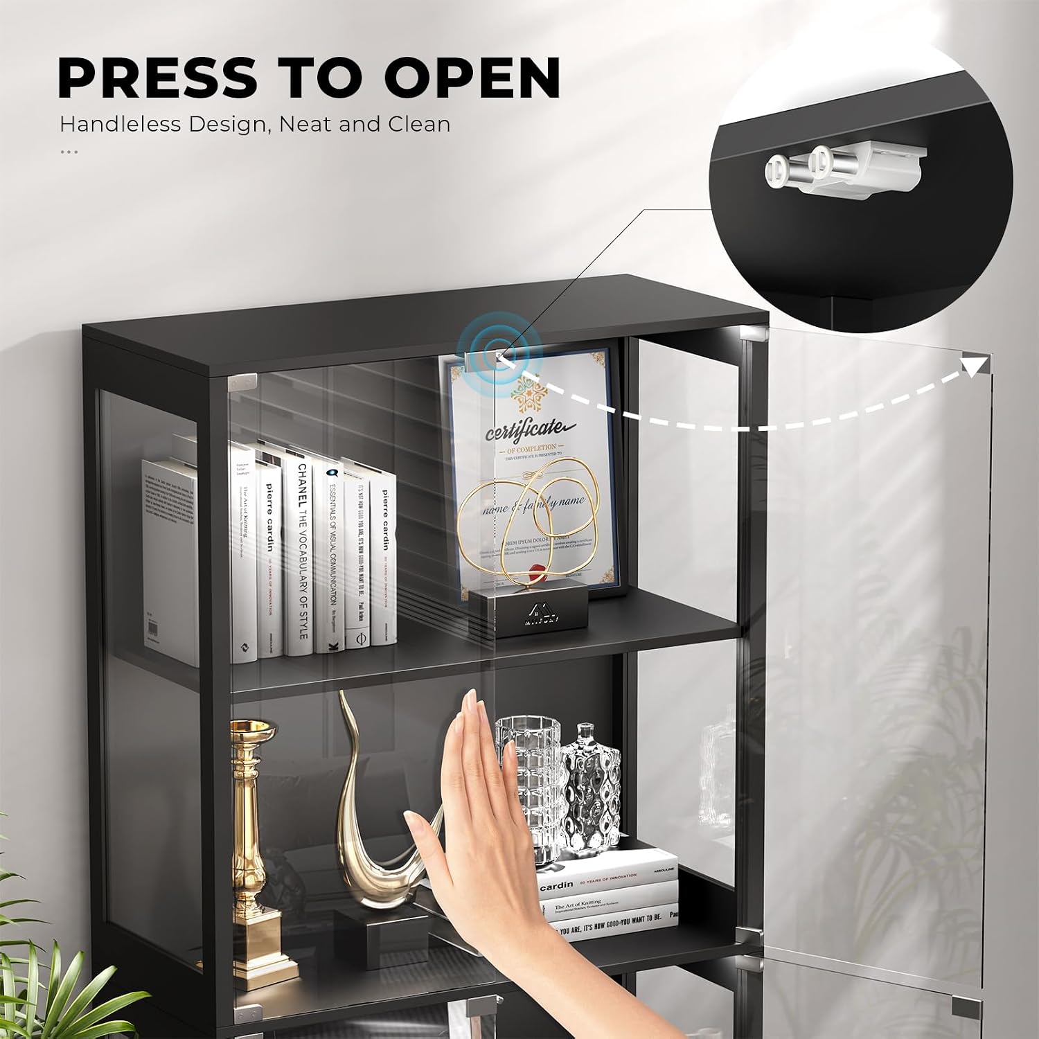 LED Glass Display Cabinet Black