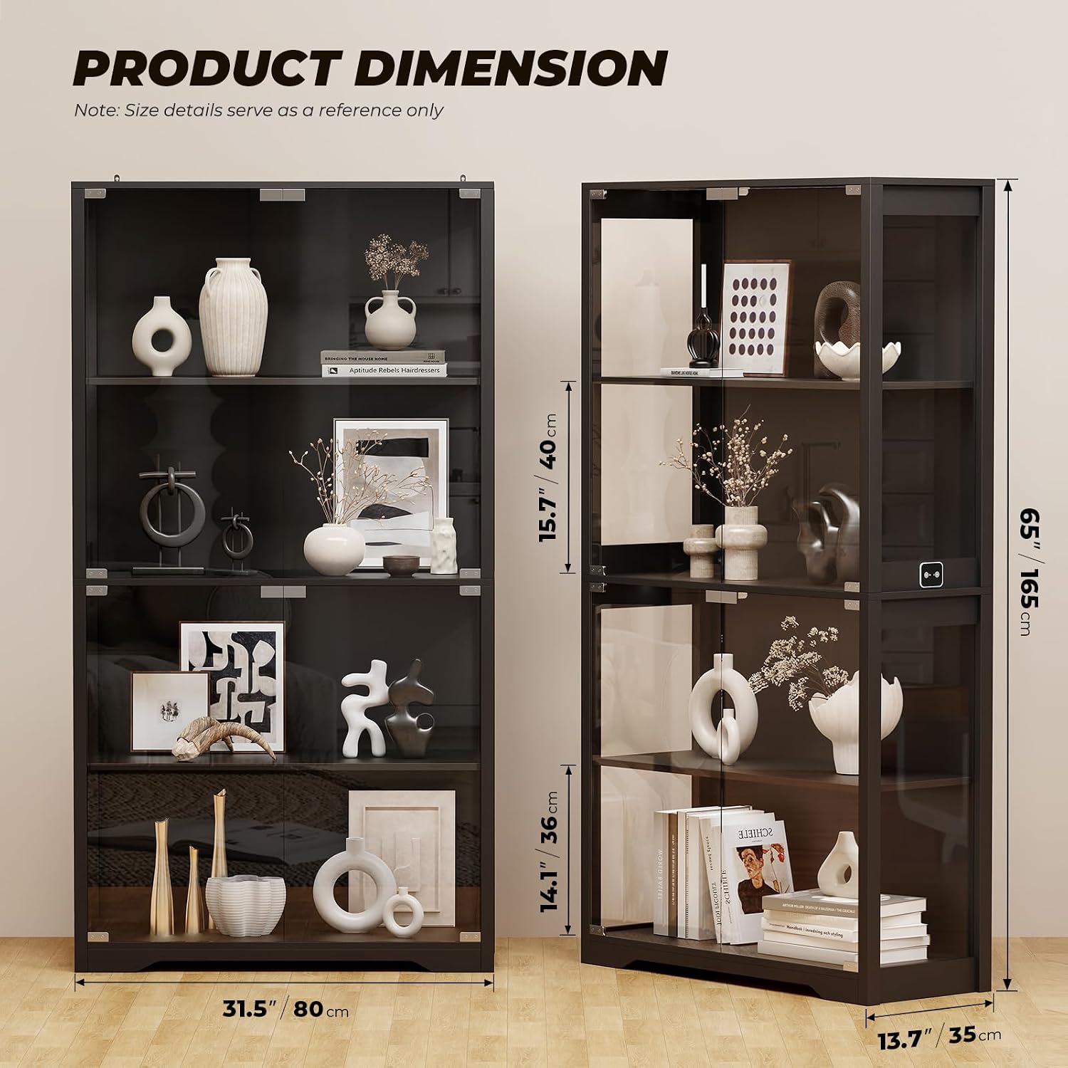 LED Glass Display Cabinet Black
