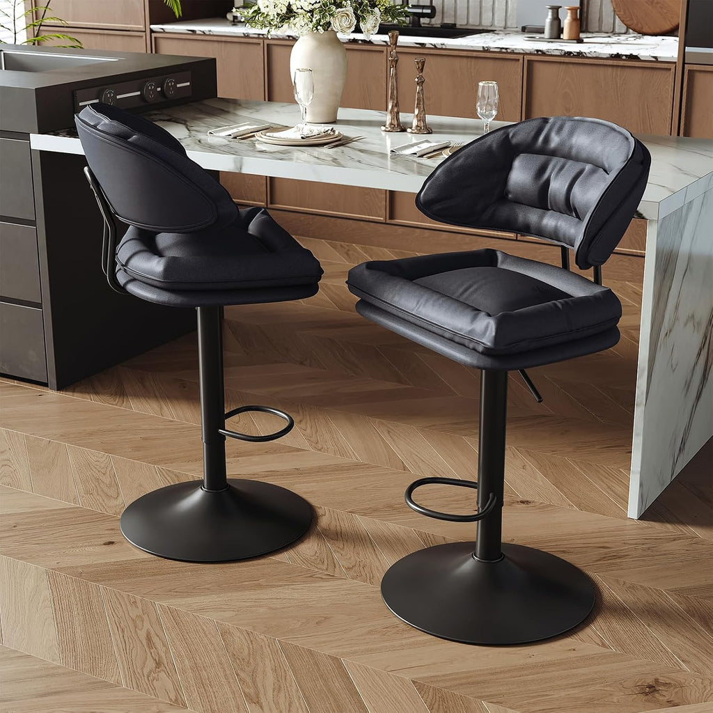 Charcoal Black Swivel Bar Stools Set Of 2