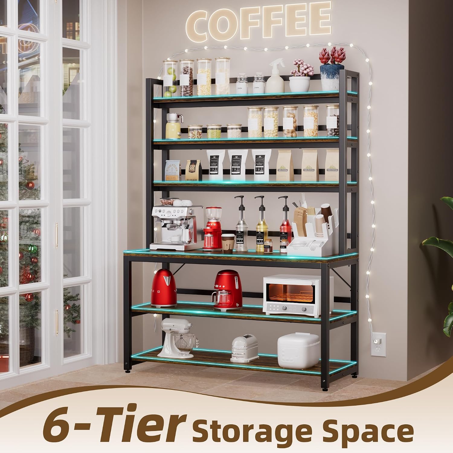 47.2" Rustic Brown Kitchen Bakers Rack