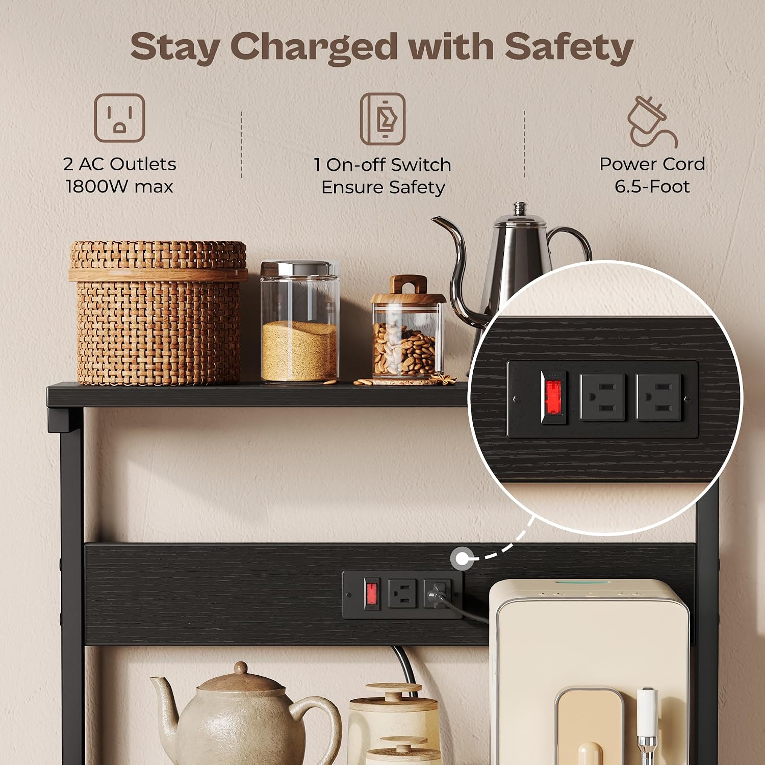 Kitchen Bakers Rack Black