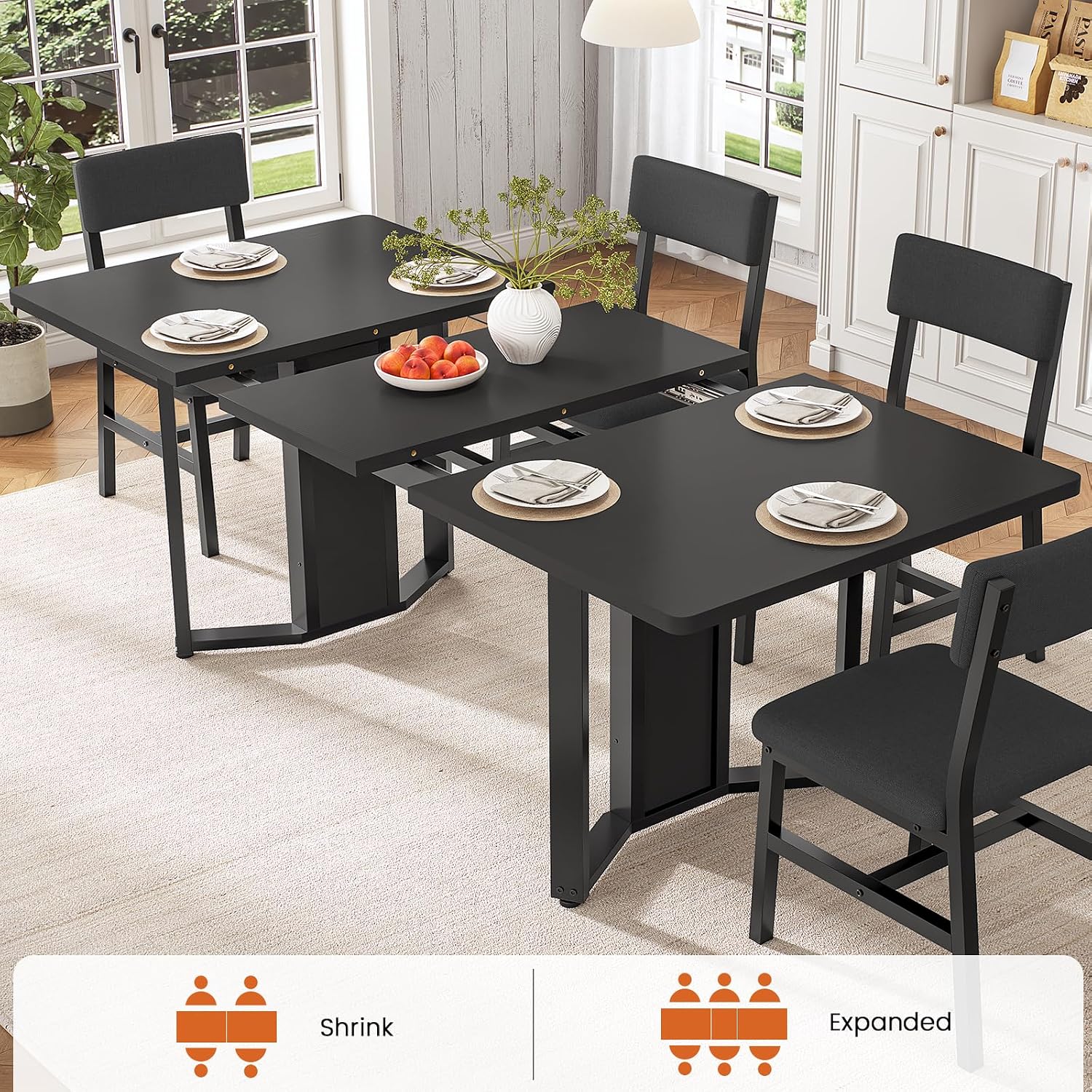 Black Extendable Dining Table Set Of 5