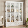 78" Glass Door Storage Cabinet White