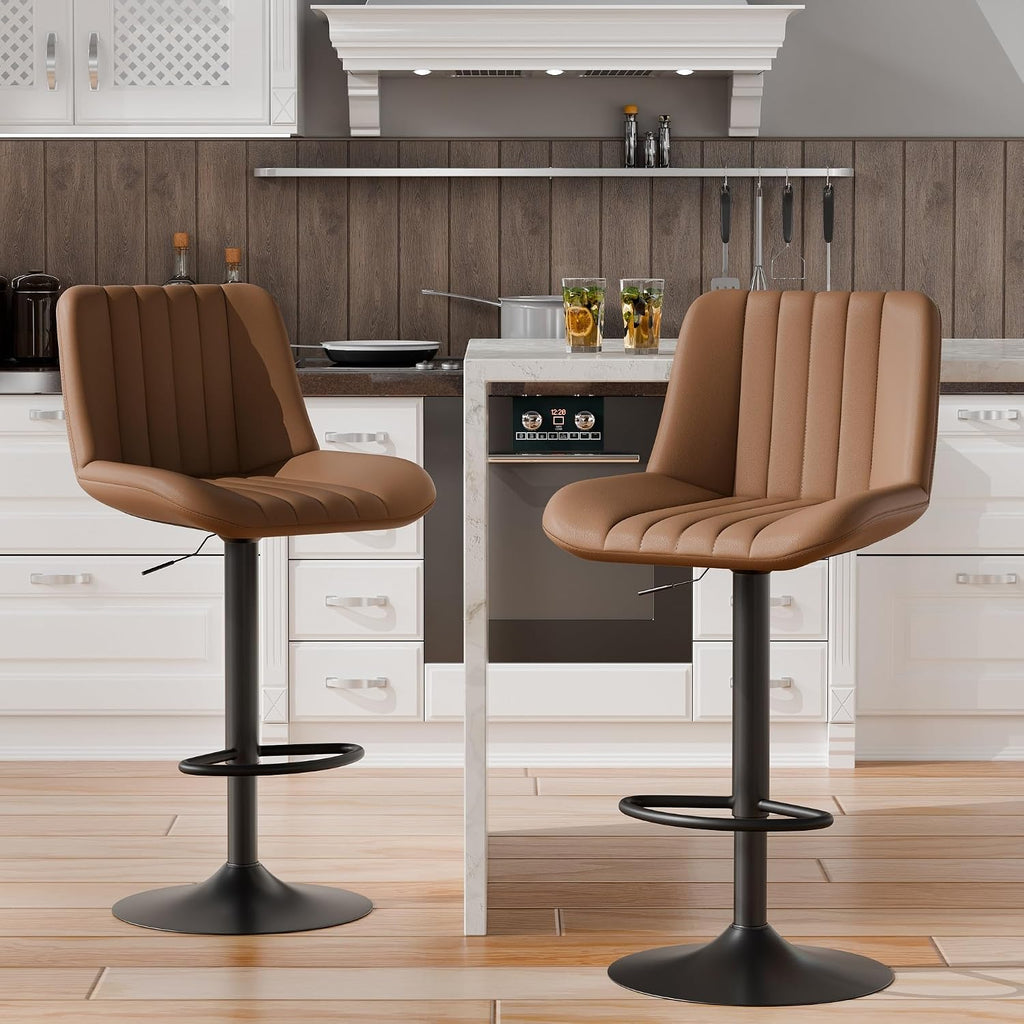 Coffee Adjustable Swivel Bar Stools Set Of 2
