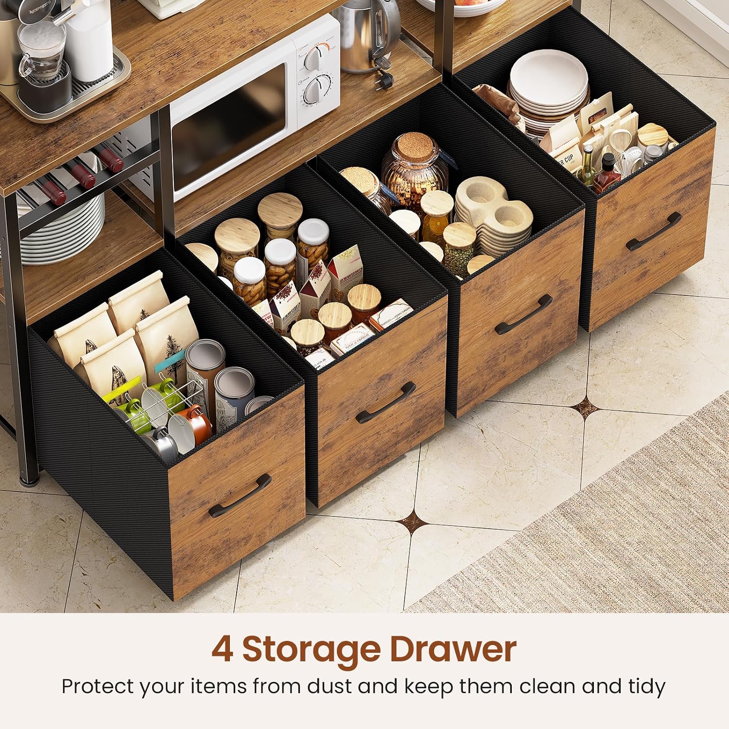 LED Bakers Rack Rustic Brown