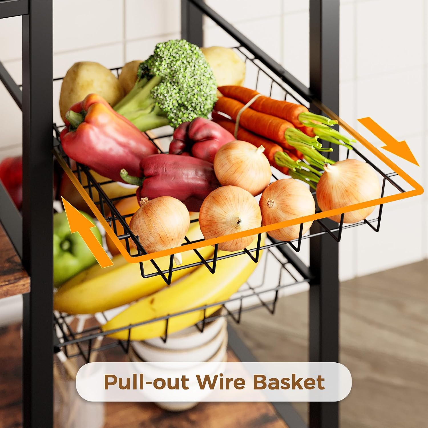 Rustic Brown Corner Bakers Rack