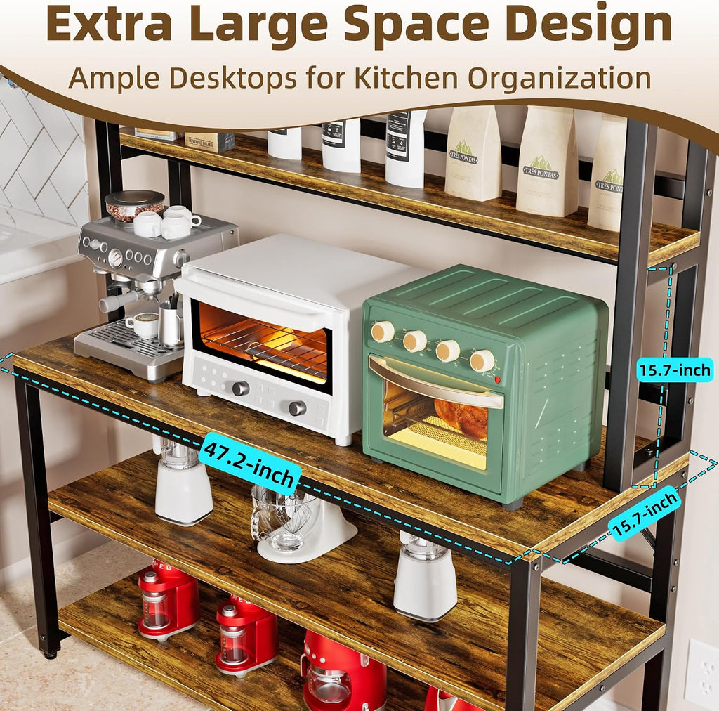 47.2" Rustic Brown Kitchen Bakers Rack