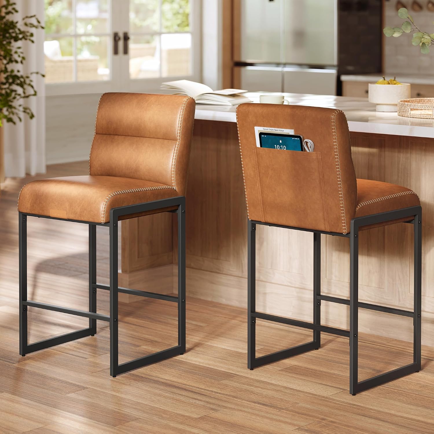Caramel Brown Counter Bar Stools Set Of 2