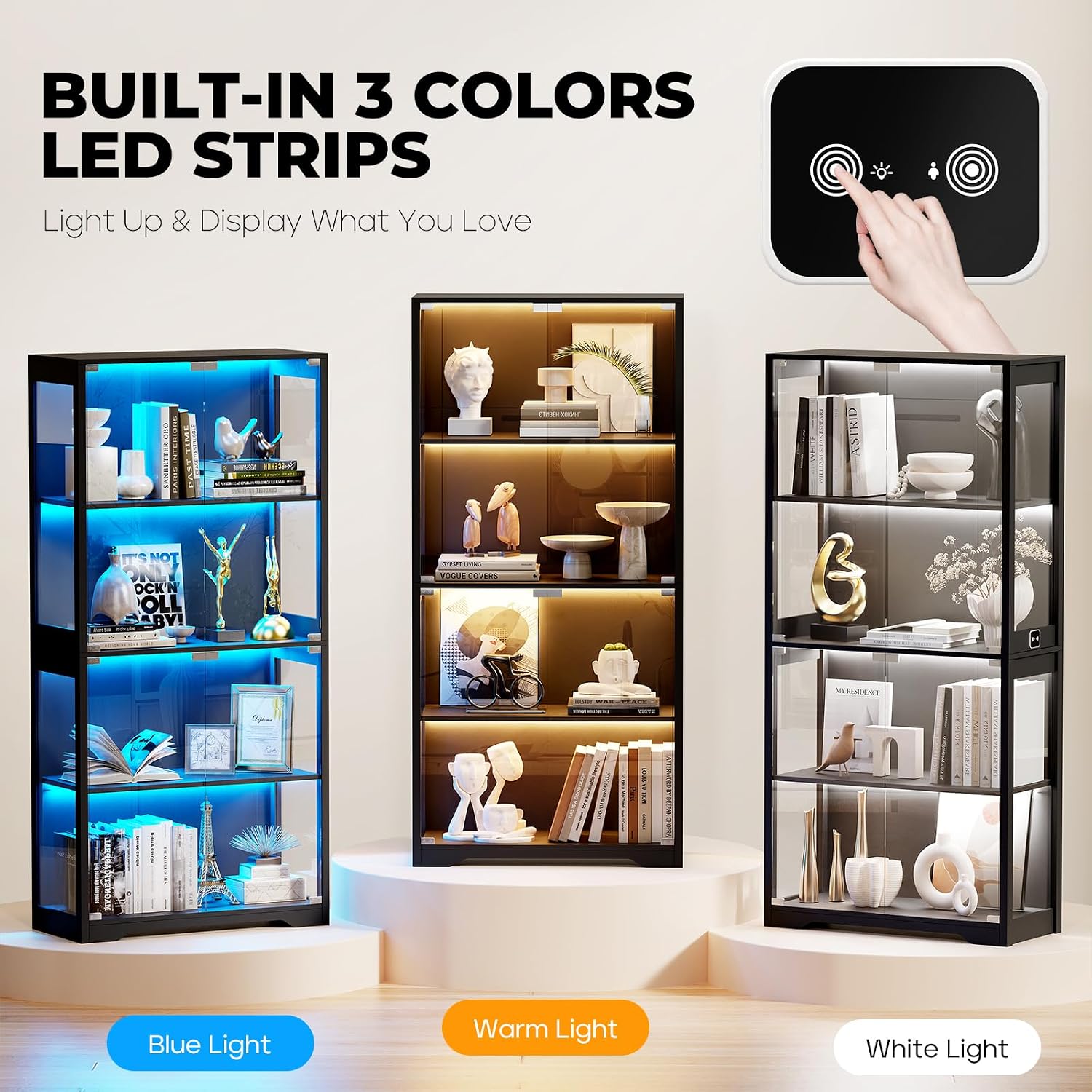 LED Glass Display Cabinet Black