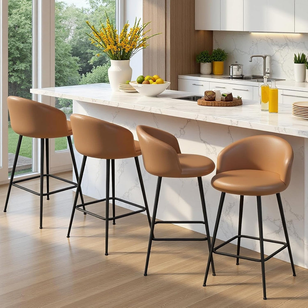 24" Brown Counter Bar Stools Set Of 4