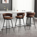 30" Woven Back Suede Swivel Bar Stools Set Of 3