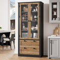 71" Kitchen Pantry Storage Cabinet Black Brown