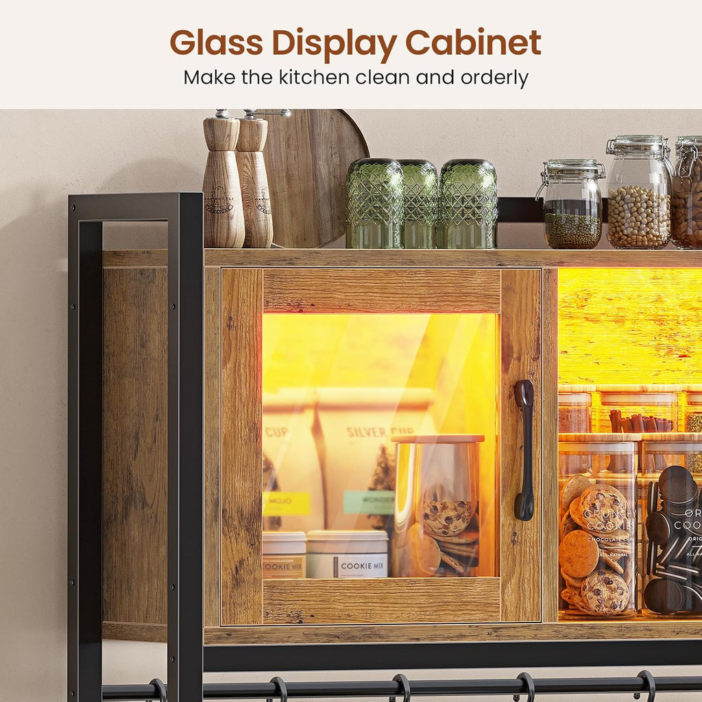 LED Bakers Rack Rustic Brown