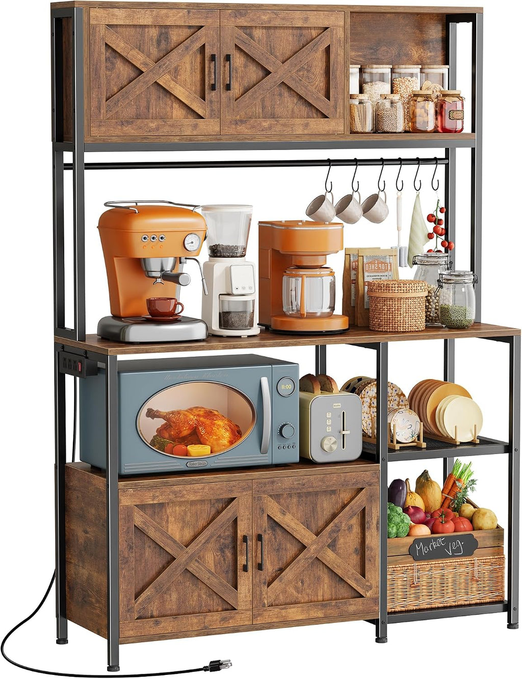 Rustic Brown Bakers Rack