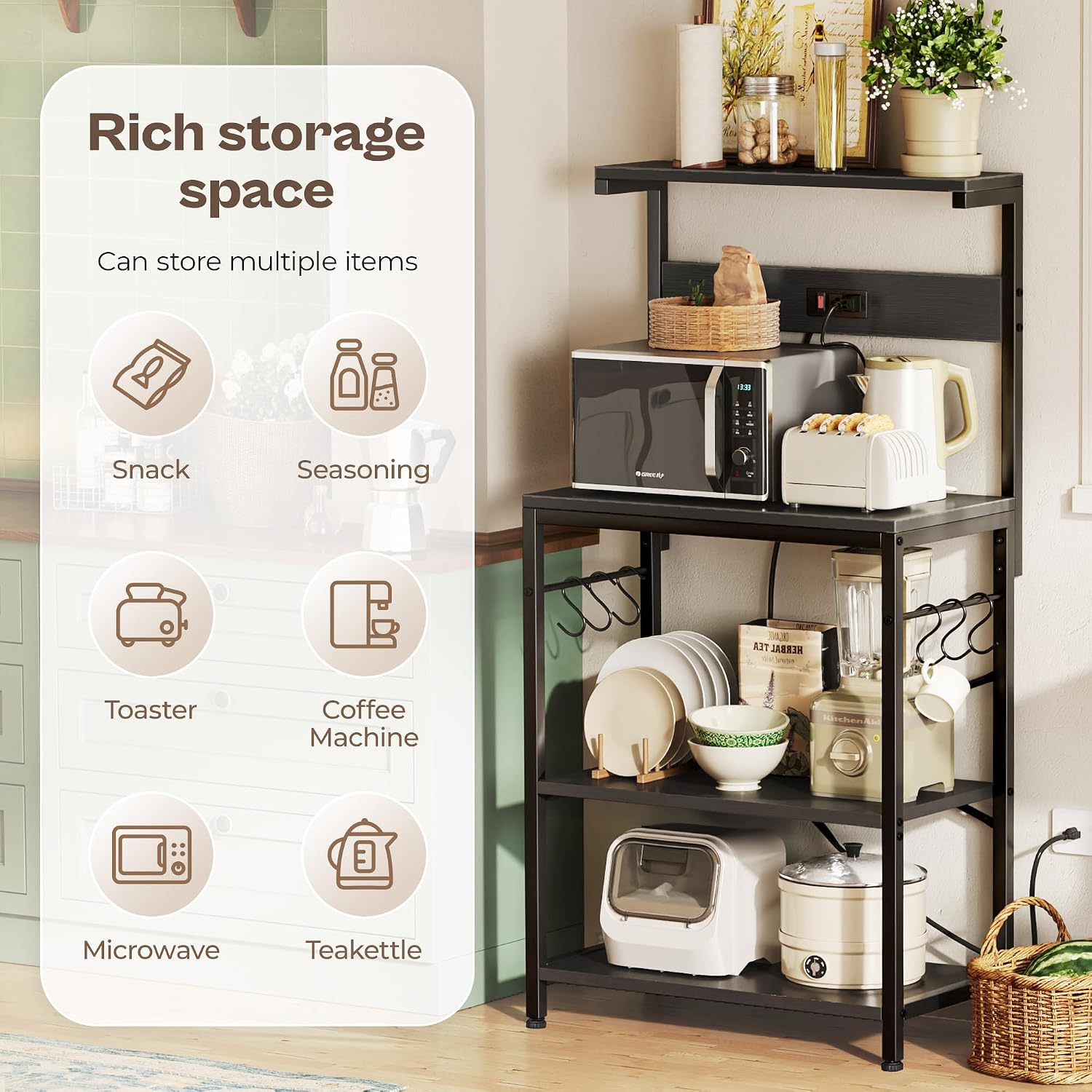 Kitchen Bakers Rack Black