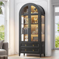 71" Arched LED Display Cabinet Black