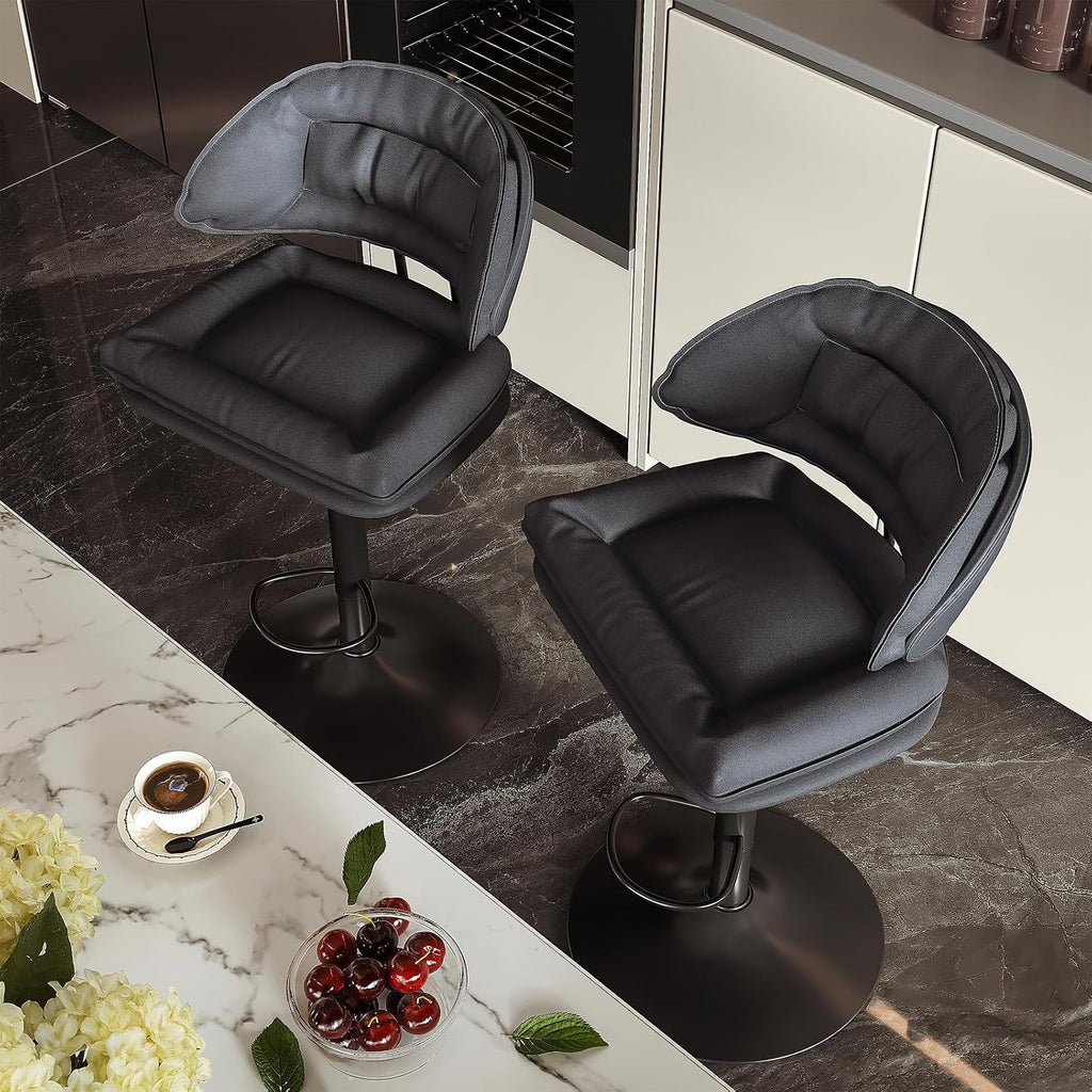 Charcoal Black Swivel Bar Stools Set Of 2