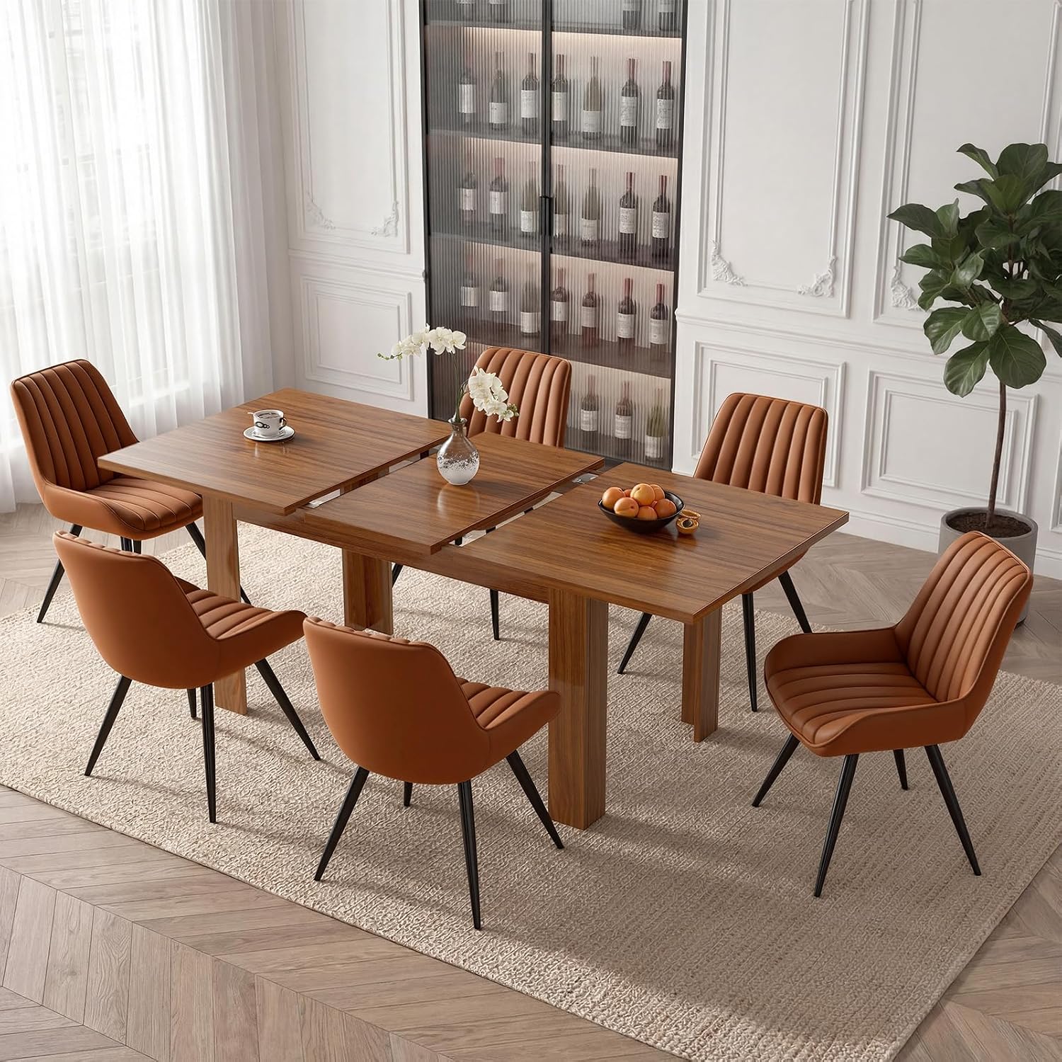 Extendable Farmhouse Dining Table Set
