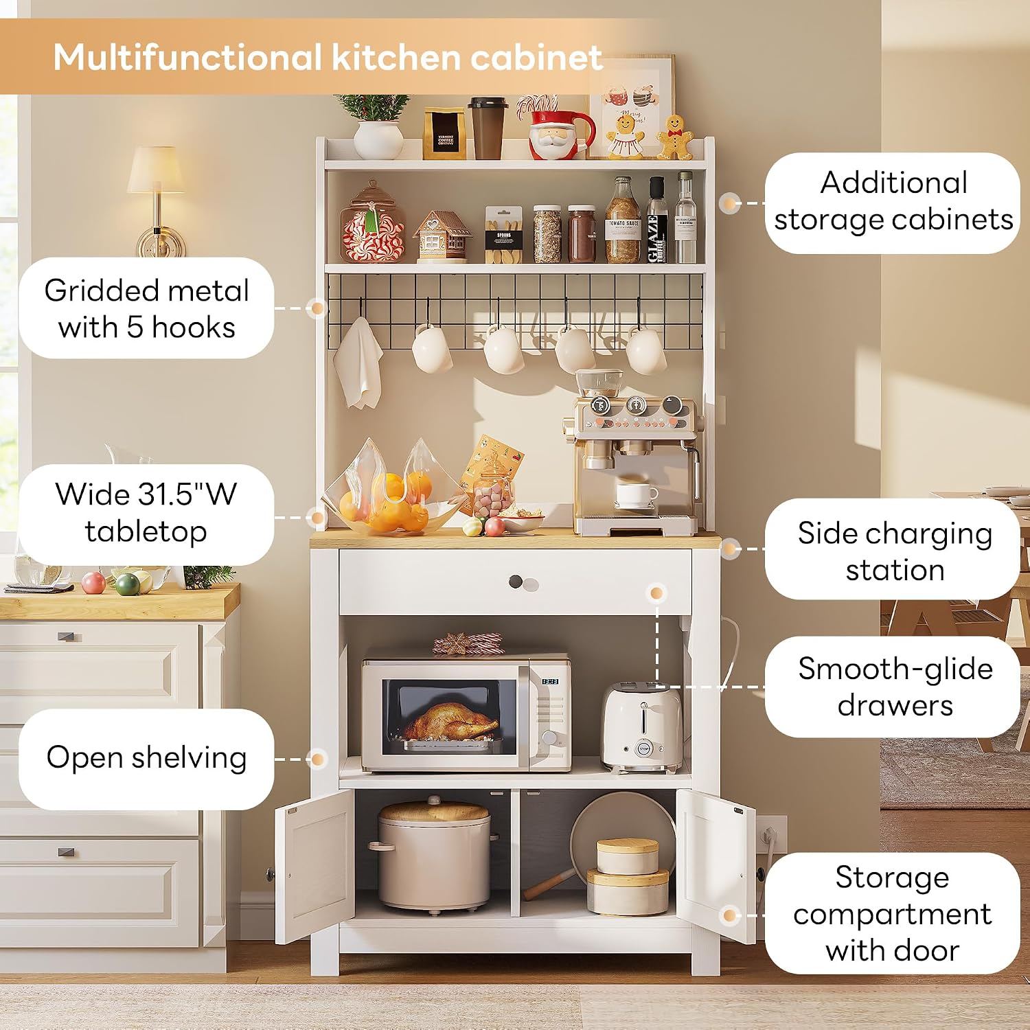 White Baker Rack With Drawer