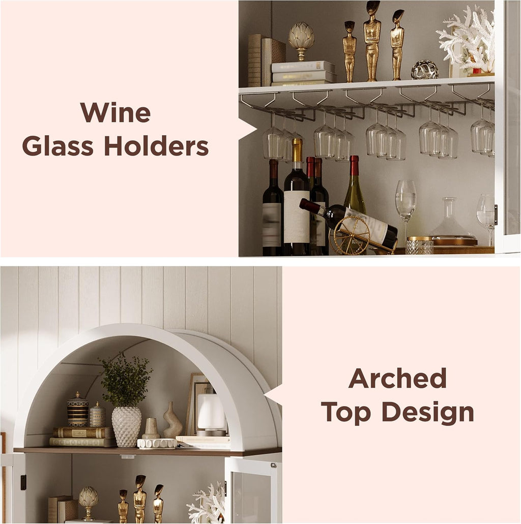 72" Arched Wine Cabinet White
