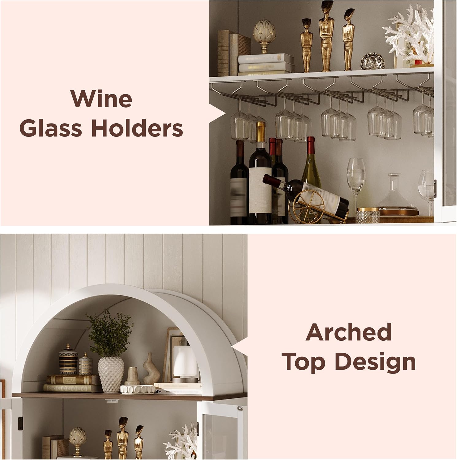 72" Arched Wine Cabinet White