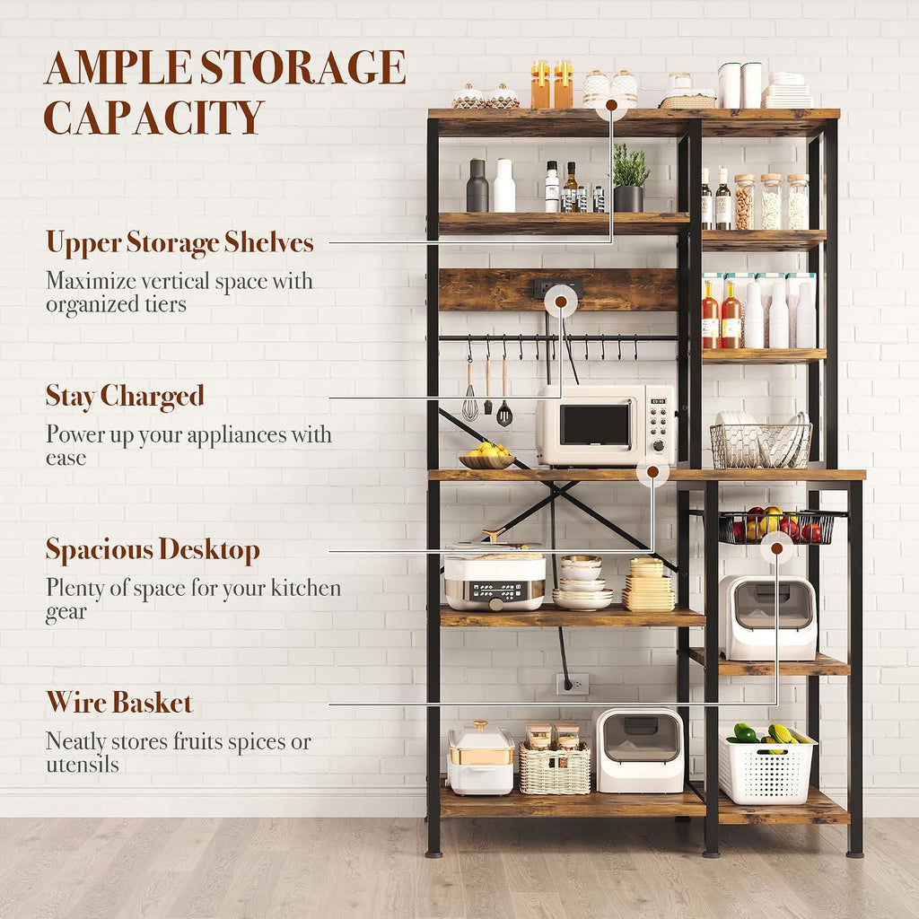 Rustic Brown Kitchen Bakers Rack