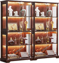 Glass Display Cabinet Set Walnut