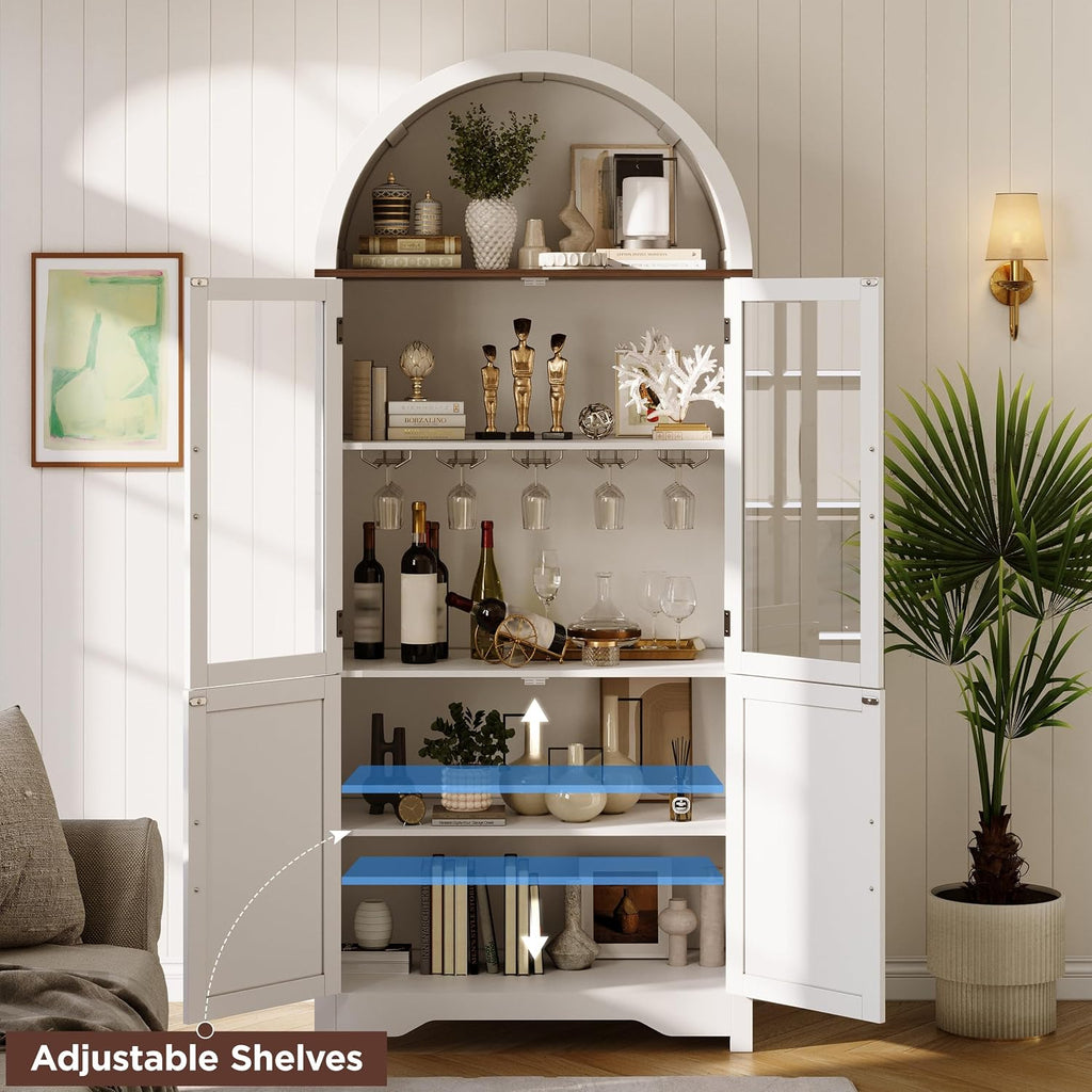 72" Arched Wine Cabinet White