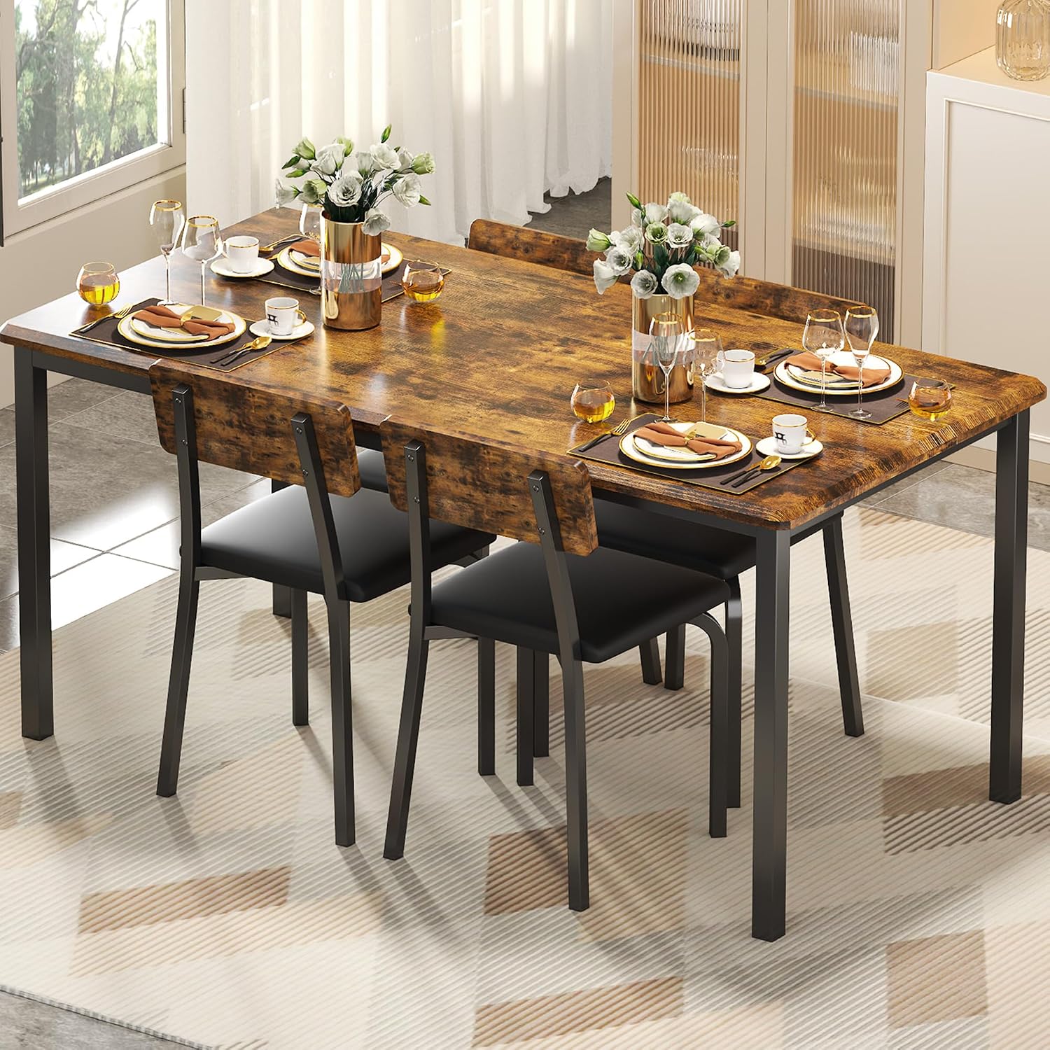 5-Piece Extendable Dining Table Set
