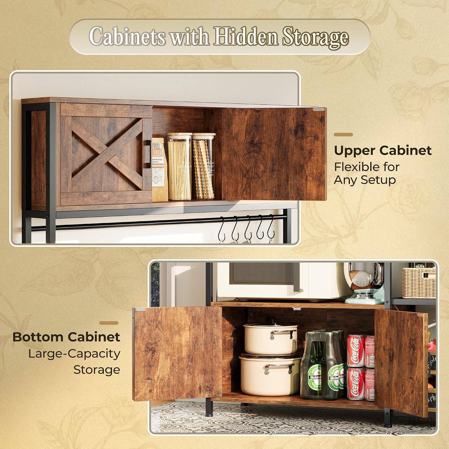 Rustic Brown Bakers Rack