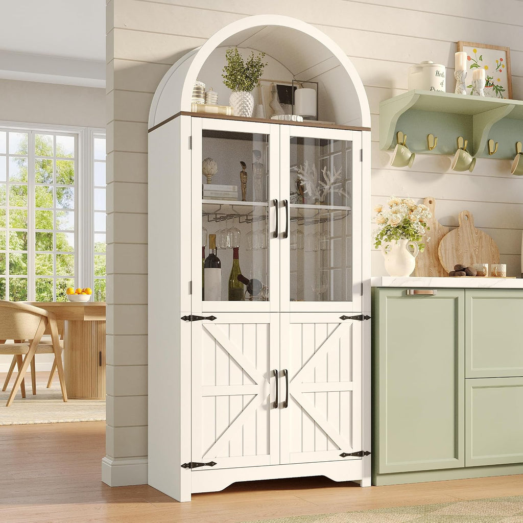 72" Arched Wine Cabinet White